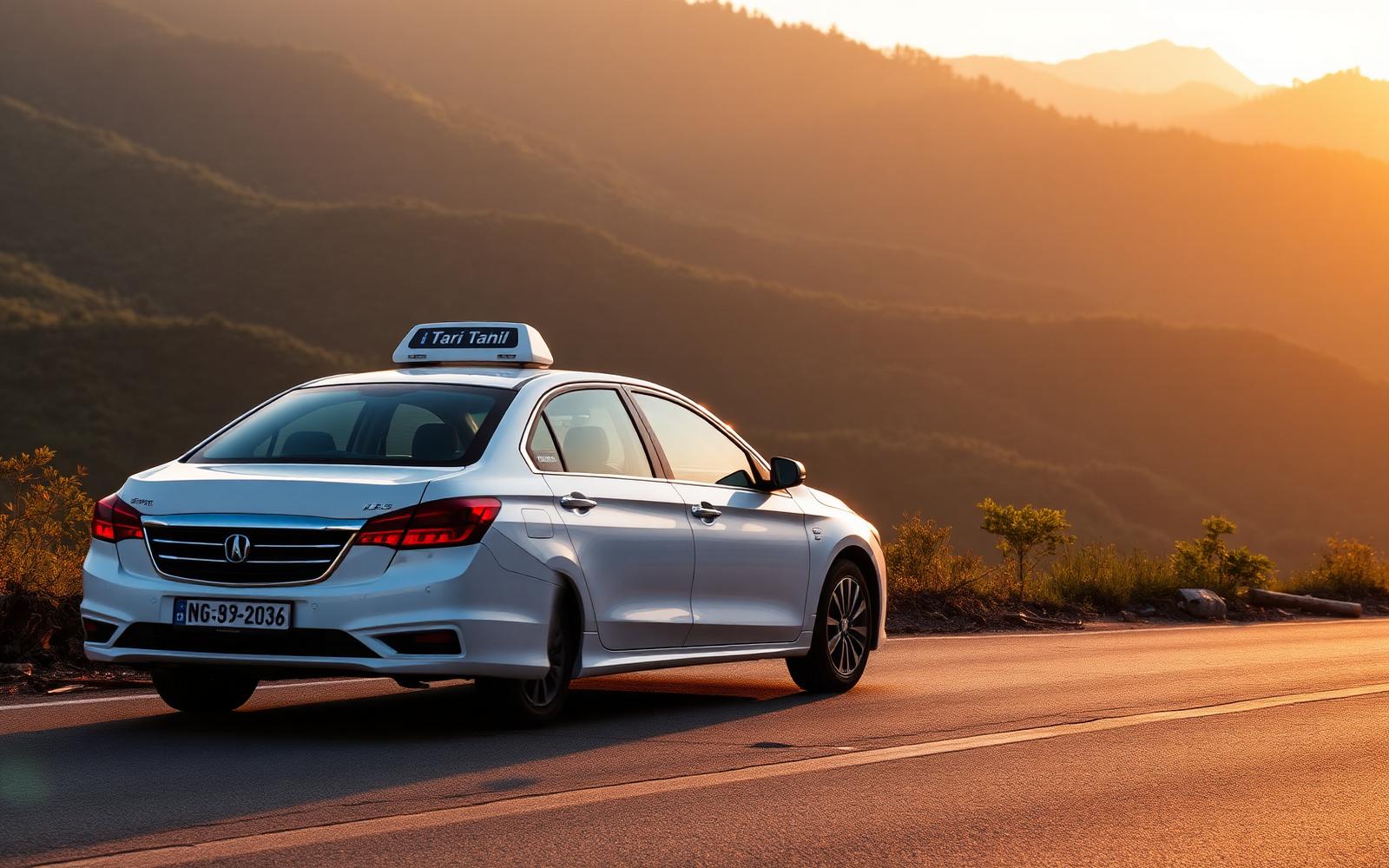Arnav Tours cab on a scenic mountain road